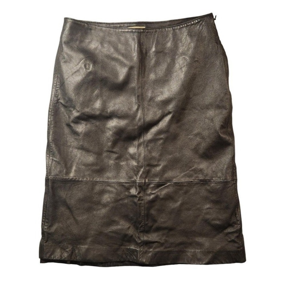 Caslon Skirt Womens 0P Black Lambskin Leather Pencil Knee‎ Length Lined Petite